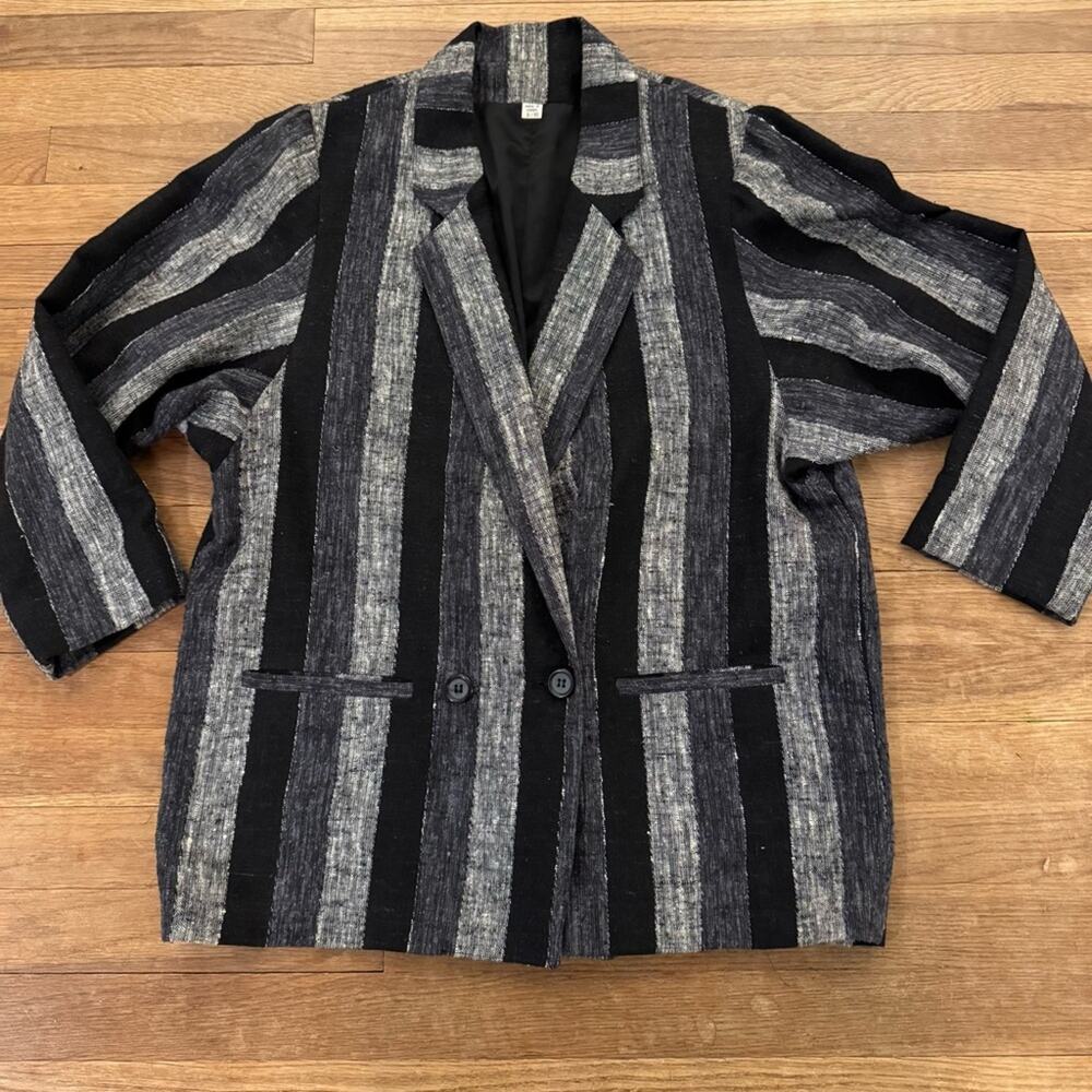 Peabody House linen blend gray black one button blazer jacket juniors sz 9
b59